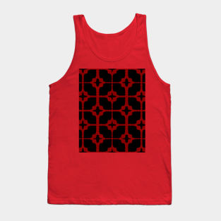 Red and Black Geometric Pattern Tank Top